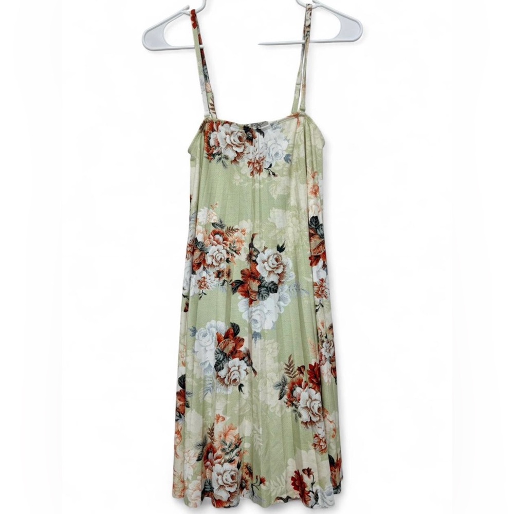 ASOS Green Floral Pleated Above The Knee Dress Size 6 Maternity Tropical Stretch